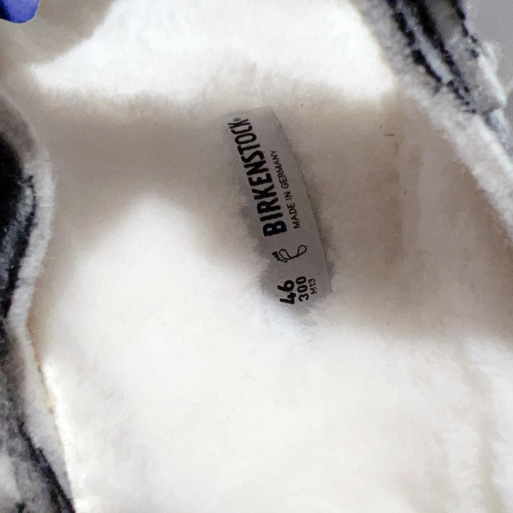 Birkenstock Arizona Rivet Shearling Sandal White Black Plaid Wool EU 46 US 13.5 - Picture 10 of 10